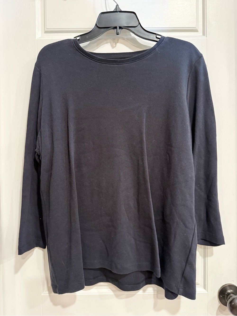 Kim Rogers Women’s XL Black 100% Cotton 3/4 Sleeve Tunic Top Soft Basic